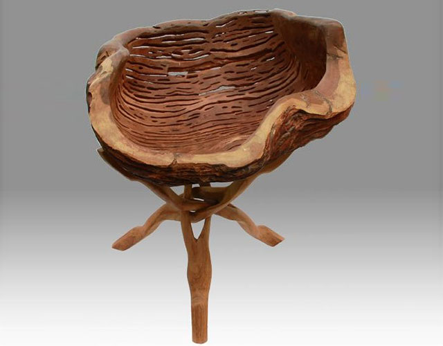 Carved bowl and stand