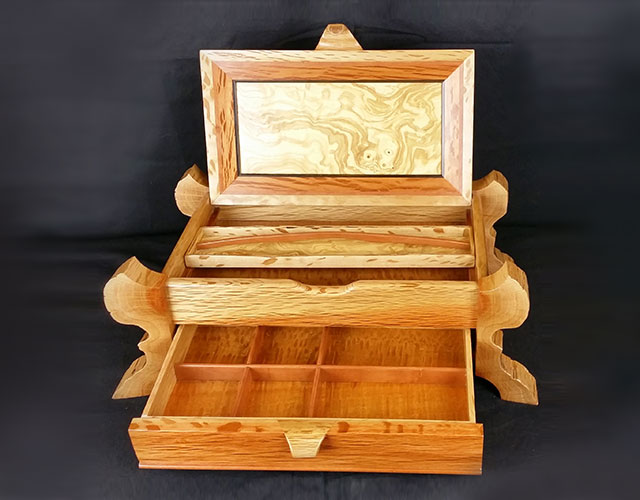 Oak Trinket Box Opened